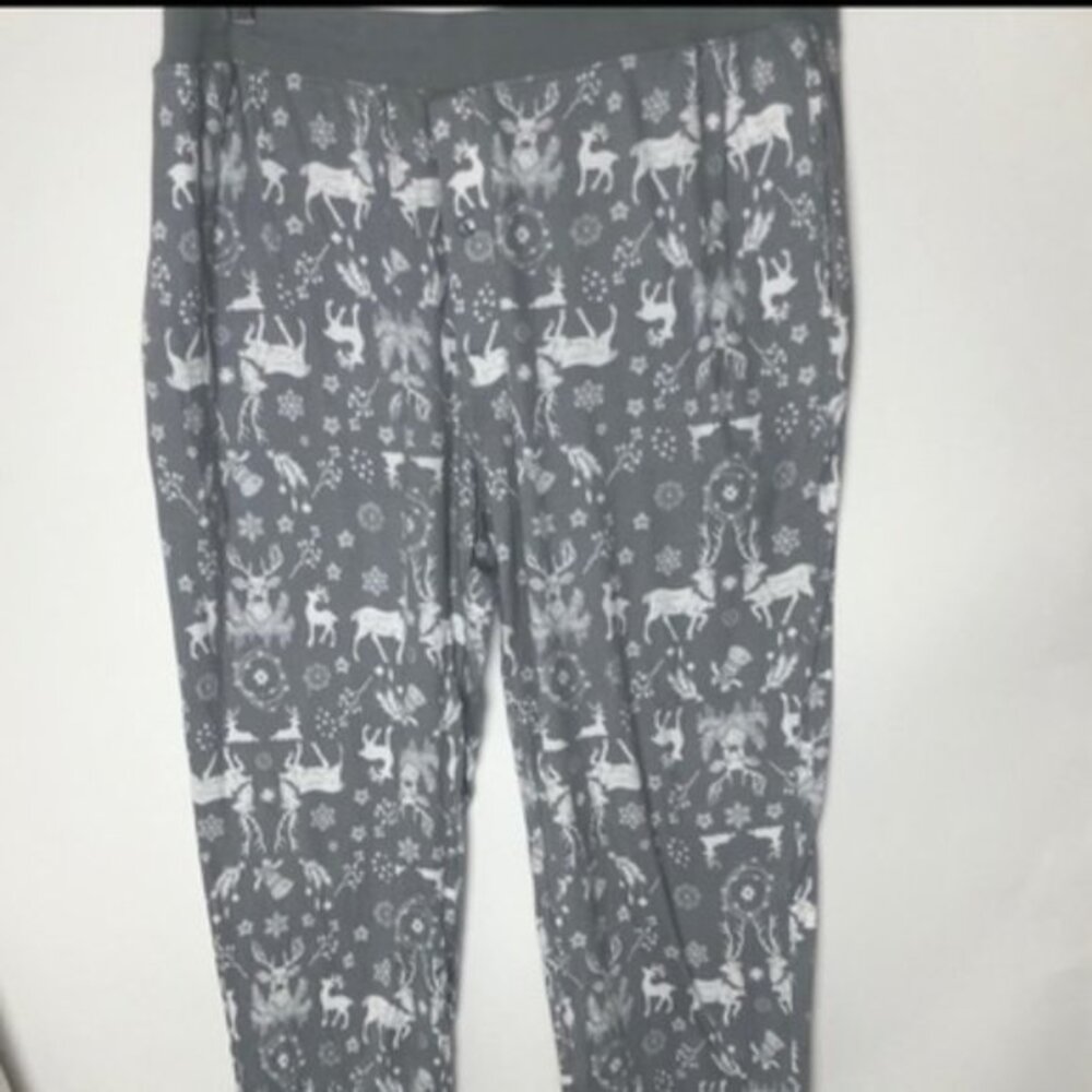 North Pole‎ Men's Sleep Pants Gray w/Deers XL